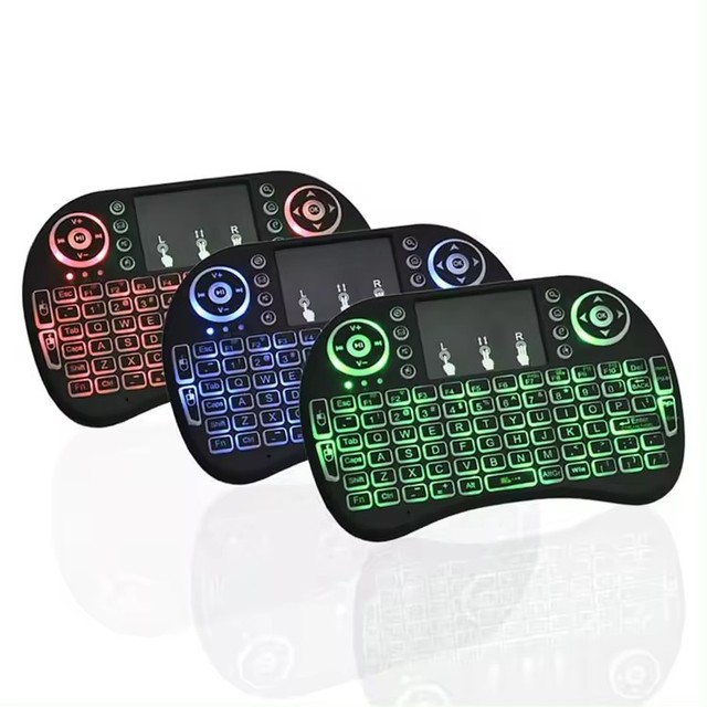 Mini Sticker USB Combo Backlit Fly 2.4G Air Mouse Remote Control Wireless Mouse Keyboard I8
