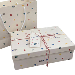 Ensemble de boîtes cadeaux rigides avec impression alphabet mignonne, sac en papier assorti, ficelle et étiquette suspendue pour emballage de cadeaux d'anniversaire ou de fêtes - Product Image 2