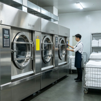 Laveuse-essoreuse industrielle Tolcat, machine à laver commerciale en acier inoxydable entièrement automatique pour les hôtels et les entreprises de blanchisserie