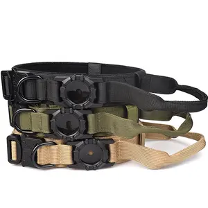 Huisdier Gps Hond Halsband Luxe Custom Nylon Gepersonaliseerd Voor Airtag Protecter Metalen Brucket Zware Hondenhalsbanden