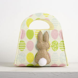 ตะกร้าช้อปปิ้งทำจากผ้าสำหรับเด็ก,ตะกร้าใส่ไข่กระต่ายตลกพิมพ์ลายอีสเตอร์สำหรับตกแต่ง - Product Image 5