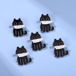 Mis pronombres pines esmaltados gatos personalizados mariposa él ella ellos broches insignias de solapa joyería de moda regalos Envío Directo - Product Image 3