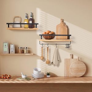 Étagères flottantes murales, étagères murales en bois, ensemble de 2 pour chambre à coucher, salle de bain, salon, rangement de cuisine - Product Image 4