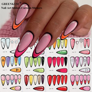 12 motifs de stickers pour ongles à l'eau, tendance 2023, autocollants pour manucure <span class=keywords><strong>française</strong></span>, sliders pour nail art, autocollants pour nail art de dessin animé - Product Image 1