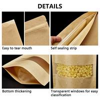 Sachets Doypack en Papier à Fond Plat avec Fermeture Ziplock, Emballage Alimentaire Artisanat, Sacs Zippés en Papier Kraft avec Fenêtre Dépolie Mate