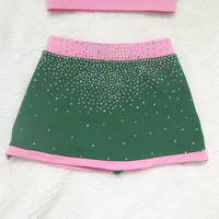 Vente en gros personnalisé Sparkle Rhinestones Cheer and Dance Practice Set-Ensemble haut court sans manches et jupe trapèze pour vêtements d'entraînement pour enfants