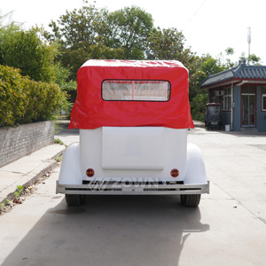 Coche Turístico Eléctrico Retro Blanco con Toldo Rojo para Uso en Villas y Transporte en Atracciones Turísticas - Product Image 4