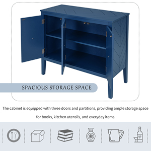 Adjustable <b>Shelf</b> Storage Sideboard with 3 Retro Metal Handles and 4 Pinewood Legs for Entryway Living Room Study - Product Image 5