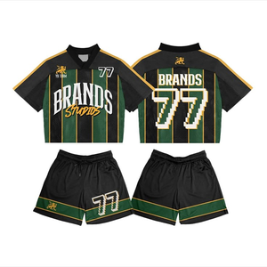 Celana kustom rajutan tersublimasi jala pakaian jalan Crop Retro celana kaus sepak bola Amerika - Product Image 6