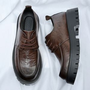 Men's Genuine Leather Casual <b>Shoes</b> British Business Style Large Size Slip-On Spring Breathable Thick-<b>Soled</b> Rubber Outsole Back - Product Image 3