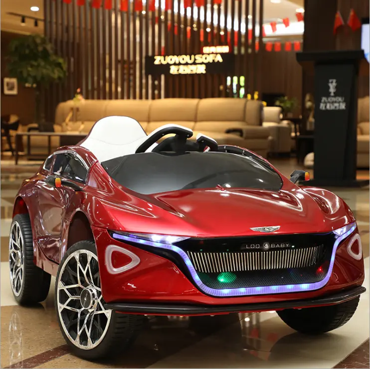 New 2020 Remote Control Car Kid's Electric Car Purple Car Ride on Toy Plastic Wheels with Light Battery Two Seat PU Cover Seat