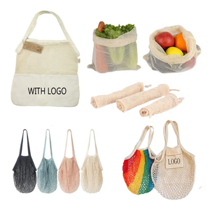 Bolsa de red de malla de fruta de cuerda de algodón de lona reutilizable lavable con mango largo bolsas de malla para verduras - Product Image 3