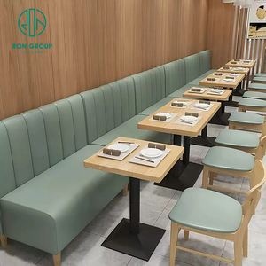 Muebles Modernos Nórdicos al por <span class=keywords><strong>Mayor</strong></span> de Cuero y Madera para Pizzerías, Restaurantes de Comida Rápida y Cafeterías, Conjunto de Mesa y Sillas con Asientos Tipo Booth - Product Image 2