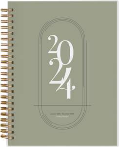 Organizador de planificador semanal A5 2024, Agenda mensual anual con tapa dura, Flexible cubierta, papel, notas, páginas, encuadernación de alambre - Product Image 1