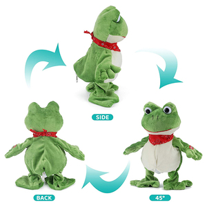 Rana elettrica della <span class=keywords><strong>peluche</strong></span> sveglia farcita giocattolo elettrico della rana di conversazione della <span class=keywords><strong>peluche</strong></span> sveglia di camminata e di Dancing verde - Product Image 2