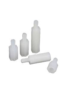 Fixations, goujons, tiges filetées, nouveau plastique fileté PA 66 blanc, entretoise pour circuit imprimé, vis femelle à mâle, goujons hexagonaux en nylon filetés - Product Image 4