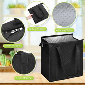 Sacs de livraison de nourriture en polyester isolés extra-larges, contenants pour repas chauds/froids pour la restauration et les pizzas, sacs de courses, sacs isothermes pour fêtes - Product Image 5