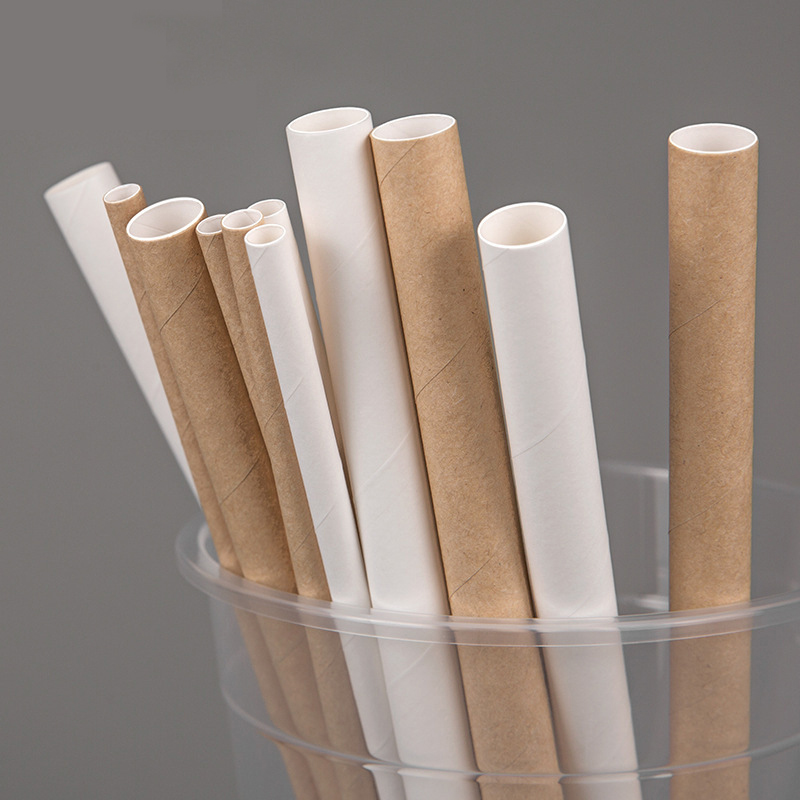Custom Disposable Biodegradable Recycled Kraft Paper Straws for Pearl Bubble Tea and Juice Independent Package