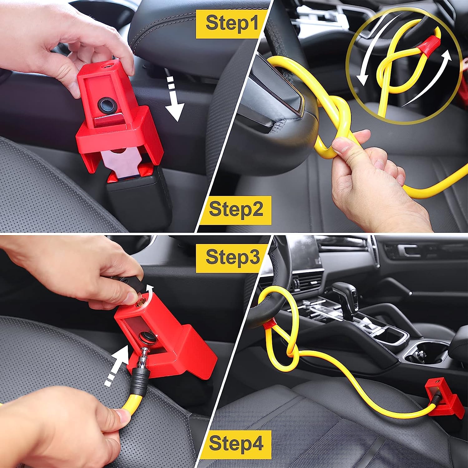 Hongseen HS-SWL015 Anti-Theft Car Steering Wheel Lock | Universal Vehicle Security Device