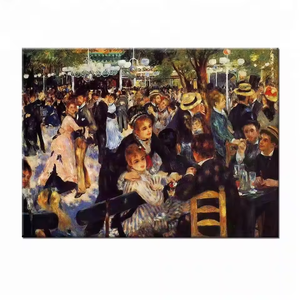 Peinture à l'huile impressionniste <span class=keywords><strong>Renoir</strong></span> Danse au Moulin <span class=keywords><strong>de</strong></span> la Galette sur toile, art mural figuratif fait main, taille personnalisée, support mural en fil métallique - Product Image 1