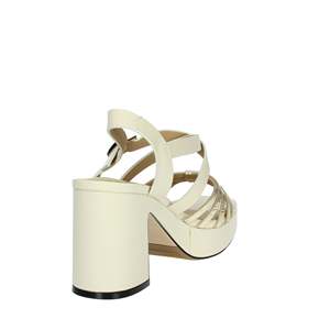 Sandales à talons en cuir pour femmes Janet & Janet J-292, couleur crème, plateforme, talon bloc, design à lanières - Product Image 3