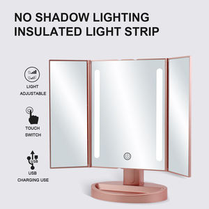 <span class=keywords><strong>2025</strong></span> thiết kế mới có thể gập lại Double Sided Gương trang điểm đầy đủ ánh sáng ba màu LED Vanity bảng miễn phí đứng gương - Product Image 4