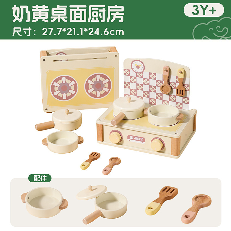 Custard-colored tabletop kitchen