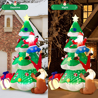 Sapin de Noël gonflable de 7,9 pieds avec Père Noël et chien, boîte cadeau, lumière LED, ornement pour la cour, la pelouse, la maison, la décoration extérieure des fêtes