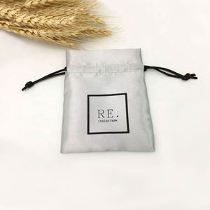 Recyclable Custom Logo <b>Silver</b> Silk Fabric Small Jewelry Packaging Pouch <b>Bags</b> - Product Image 3