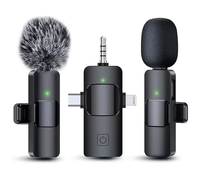 K15 Microphone Lavalier sans fil 3 en 1 Réduction du bruit Radio Clips Revers Microphone Vie en plein air Vidéo Tiktok Mini Microphone
