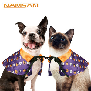 NAMSAN Cape d'Halloween pour animaux de compagnie, motif citrouille et crâne violet, costume décoratif d'automne pour chiens et chats - Product Image 1