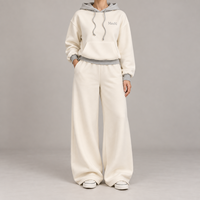 Ensemble de survêtements personnalisés OEM pour femmes, en molleton 400G, avec pantalon large surdimensionné, fabrication de vêtements à marque privée