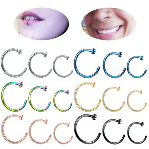 Pequeño Delgado 316l Acero Quirúrgico Nariz Labio Aro Abierto Anillo C Tipo Aro <span class=keywords><strong>Piercing</strong></span> Stud Cuerpo 6 Colores 6mm 8mm 10mm <span class=keywords><strong>Piercing</strong></span> Joyería - Product Image 1
