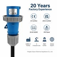Prise d'alimentation CEE étanche IP67 16A 240V 3 broches 2P+E, bleue, mâle, pour bateau et industrie