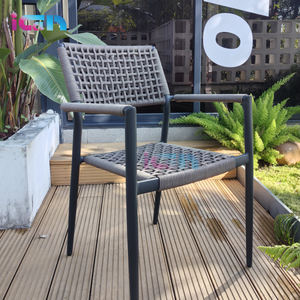 Chaise de salle à manger en corde d'extérieur, chaise en rotin tissée empilable, meubles de jardin d'extérieur empilables, chaise de patio - Product Image 2