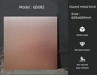 Carreaux de briques réfractaires émaillés rustiques modernes à double chargement, épaisseur 10 mm, 600x600 mm, pour salons, hôtels et restaurants