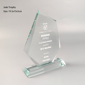 Jade <b>Trophy</b> Crystal Award 19.5x15x3cm Laser <b>Engraved</b> For Web Design Recognition - Product Image 3
