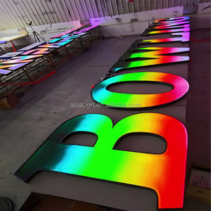 Enseigne lumineuse LED RVB dynamique couleur pleine, décoration artistique intérieure, en acier inoxydable et acrylique, personnalisée, pour studios créatifs, bars et bâtiments 3D - Product Image 6