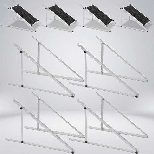 H2 Solar Solar Panel Mounting Brackets Kit Adjustable 0-90 Tilt for 100-400W Panels Windproof Design for Roof/RV/Ground