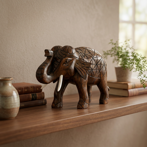 Figura de Elefante Tallada a Mano en Madera de Primera Calidad, Escultura Decorativa Zen Asiática para Mesa, Regalo para Sala de Estar, India - Product Image 4