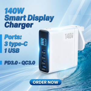 <span class=keywords><strong>Cargador</strong></span> Rápido GaN de 140W con <span class=keywords><strong>4</strong></span> Puertos PD 3.1, <span class=keywords><strong>Cargador</strong></span> de Pared con Pantalla Digital, Estación de Carga Rápida USB-C USB-A para Viajes, Hogar y Oficina - Product Image 3