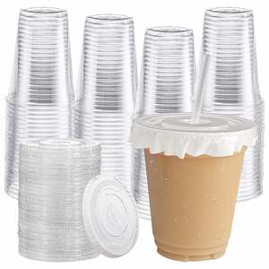 Custom Logo Printed 12/14/16/18/20oz Single Wall U Shape PET <b>Plastic</b> Disposable Cold <b>Drink</b> Boba Tea Ice Coffee <b>Cups</b> with Lids - Product Image 1