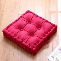 Coussin de sol carré en velours uni multicolore avec poignée, tapis futon doux fait main pour la maison, le jardin, la terrasse, l'intérieur et l'extérieur