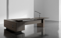 Nouveauté Bureau de direction luxueux en forme de L moderne pour PDG Mobilier convertible en MDF pour chef de bureau et patron