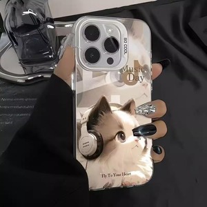 Musica carina stampa gatto placcato argento chiave TPU PC Cover per Iphone Xr Max 11 12 13 14 16 17 aria - Product Image 2