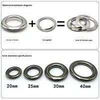 Boucle à œil rond de 20 à 40 mm pour sacs, vêtements, décoration, tentes, ceintures, rivet creux, anneau métallique - Chine