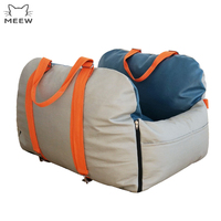 Siège de voiture pour chien réglable et robuste, imperméable en PU Oxford, avec côtés rembourrés pliables, lit surélevé extensible pour animaux de compagnie, intérieur en peluche et poignées de transport