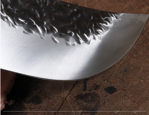 Double acier cuir chevelu manche en bois gris grand couteau incurvé forgeage à la main abattage division coupe boeuf et mouton couteau de boucher - Product Image 6