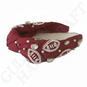 ที่คาดผมลูกปัดฟุตบอลสีขาวสีแดงมีสไตล์อุปกรณ์เสริมสำหรับวันแข่งขันรถกระบะปาร์ตี้แฟนเชียร์กีฬา - Product Image 1