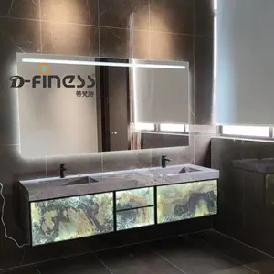 Liffly — meuble de salle de bain moderne en pierre naturelle, meuble étanche avec lavabo en porcelaine et en marbre